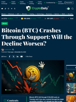 Bitcoin (BTC) Crashes Through Support: Will the Decline Worsen? - Crypto Daily