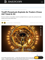 TradFi Perpetuals Explode As Traders Chase 24/7 Gold & Oil - DailyCoin