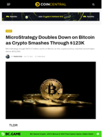 MicroStrategy Doubles Down on Bitcoin as Crypto Smashes Through $123K - CoinCentral