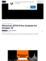 Ethereum (ETH) Price Analysis for October 18 - U.Today