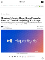 Morning Minute: Hyperliquid Soars in Pivot to 