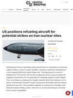 US positions refueling aircraft for potential strikes on Iran nuclear sites