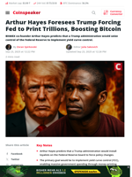 Arthur Hayes Sees $3.4M BTC if Fed Prints Trillions