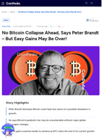 No Bitcoin Collapse Ahead, Says Peter Brandt - But Easy Gains May Be Over!