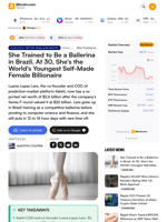 She Trained to Be a Ballerina in Brazil. At 30, She's the World's Youngest Self-Made Female Billionaire