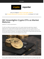 SEC Greenlights Crypto ETFs as Market Matures
