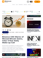 Binance CEO Warns of Missed Bitcoin Gains, Cites 5-Year Rally Wake-up Call – Markets and Prices Bitcoin News