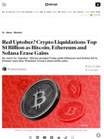 Red Uptober? Crypto Liquidations Top $1 Billion as Bitcoin, Ethereum and Solana Erase Gains - Decrypt