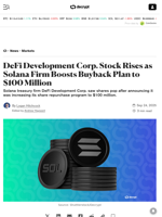 DeFi Development Corp. Stock Rises as Solana Firm Boosts Buyback Plan to $100 Million - Decrypt