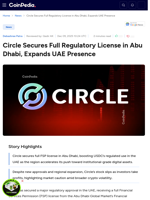Circle Secures Full Regulatory License in Abu Dhabi, Expands UAE Presence