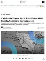 California Forms Tech Task Force With Ripple, Coinbase Participation - Decrypt