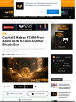 Capital B Raises €7.6M From Adam Back To Another Bitcoin Buy