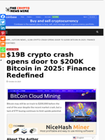 $19B crypto crash opens door to $200K Bitcoin in 2025:
Finance Redefined