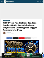 XRP Price Prediction: Traders Doubt $1.80, But AlphaPepe Buyers Are Chasing the Bigger Asymmetric Play