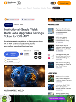 Institutional-Grade Yield: Buck Labs Upgrades Savings Token to 10% APY – Crypto News Bitcoin News
