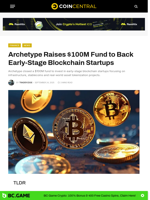 Archetype Raises $100M Fund to Back Early-Stage Blockchain Startups - CoinCentral