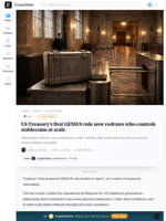 US Treasury’s first GENIUS rule now redraws who controls stablecoins at scale