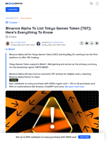Binance Alpha to List Tokyo Games Token (TGT) on May 21