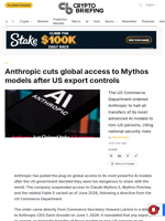 Anthropic cuts global access to Mythos models after US export controls