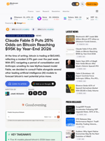 Claude Fable 5 Puts 25% Odds on Bitcoin Reaching $95K by Year-End 2026 – Bitcoin News