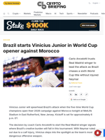Brazil starts Vinicius Junior in World Cup opener against Morocco