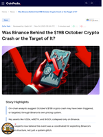 Was Binance Behind the $19B October Crypto Crash or the Target of It?
