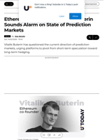 Ethereum Co-Founder Vitalik Buterin Sounds Alarm on State of Prediction Markets - U.Today