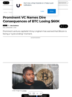 Prominent VC Names Dire Consequences of BTC Losing $60K - U.Today