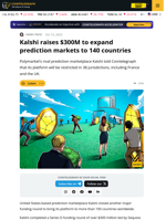 Kalshi Starts Global Expansion With New $300M Raise