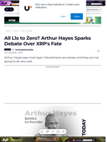 All L1s to Zero? Arthur Hayes Sparks Debate Over XRP's Fate - U.Today
