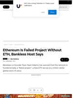 Ethereum Is Failed Project Without ETH, Bankless Host Says - U.Today