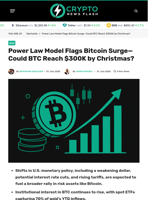 Power Law Model Flags Bitcoin Surge—Could BTC Reach $300K by Christmas? - Crypto News Flash