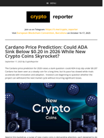 Cardano Price Prediction: Could ADA Sink Below $0.20 in 2026 While New Crypto Coins Skyrocket?