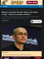 Binance Founder Breaks Silence On Libra Crash