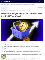 Aster Price Surges Past $1.35, Can Bulls Take it to $1.55 This Week?