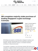SBI completes majority stake purchase of leading Singapore crypto exchange Coinhako