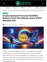 Crypto Analysts Forecast 20,000% Returns from This Altcoin—Even If BTC Remains Flat - Crypto News Flash
