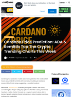 Cardano Price Prediction: ADA & Remittix Top The Crypto Trending Charts This Week | Live Bitcoin News