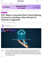 APT Miner Launches New Cloud Mining Contracts, Leading a New Round of Industry Upgrades - Coinfea