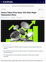 Venice Token Price Soars 12% After Major Tokenomics Move