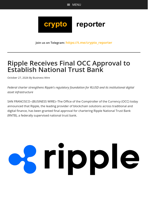 Ripple Receives Final OCC Approval to Establish National Trust Bank