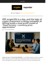 XRP surged 8% in a day, and the logic of crypto investment is being reshaped: JA Mining builds a dual profit model of 