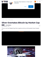 Silver Overtakes Bitcoin by Market Cap - U.Today
