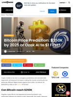 Bitcoin Price Prediction: $250K by 2025 or Ozak AI to $1 First? | Live Bitcoin News