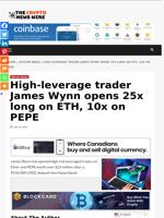 High-leverage trader James Wynn opens 25x long on ETH, 10x on PEPE - The Crypto News Wire