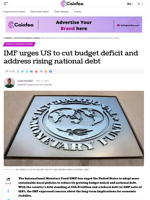 IMF urges US to cut budget deficit and address rising national debt
