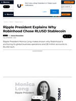 Ripple President Explains Why Robinhood Chose RLUSD Stablecoin - U.Today