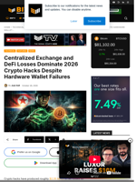 Centralized Exchange And DeFi Losses Dominate 2026 Crypto Hacks Despite Hardware Wallet Failures