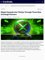 Ripple Expands Into Türkiye Through Three New Exchange Partners