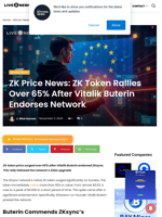 ZK Price News: ZK Token Rallies Over 65% After Vitalik Buterin Endorses Network | Live Bitcoin News